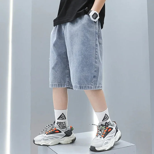 Fashionable Five-point Pants Trendy Kids Clothes Summer Thin Style Boys Jeans Shorts 2024 New Casual Capris