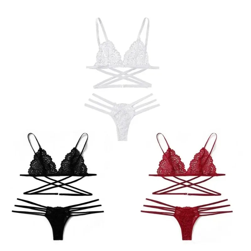 Sexy Lace Women Sexy Bra Set Polyester Bandage Push Up Underwear Set Beauty Back Bra Costume Intimates Lingerie