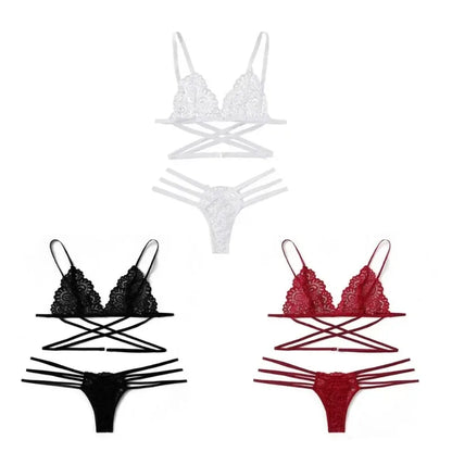 Sexy Lace Women Sexy Bra Set Polyester Bandage Push Up Underwear Set Beauty Back Bra Costume Intimates Lingerie