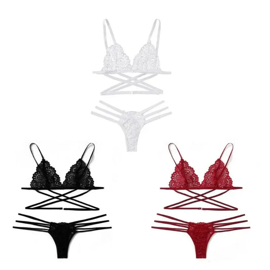 Sexy Lace Women Sexy Bra Set Polyester Bandage Push Up Underwear Set Beauty Back Bra Costume Intimates Lingerie