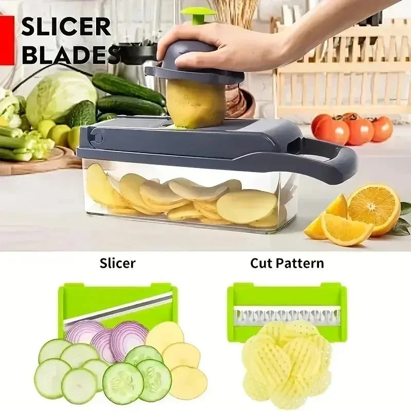 16 in 1 Multifunctional Vegetable Chopper Handle Food Grate Food Chopper Vegetable Slicer Dicer Cut Kitchen Items gadgets