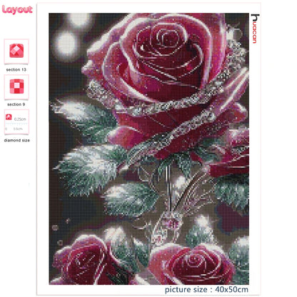 Huacan 5D Diamond Painting Rose Flower Art Kit