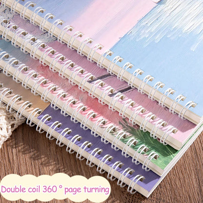 A5 Oil Painting Cover Coil Lined Notebook Set 1/2 Random Cute Books Kawaii Korean Stationery School Supplies for Students