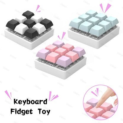 9 Keys Keyboard Fidget Toy - Stress Relief Keycap Keychain