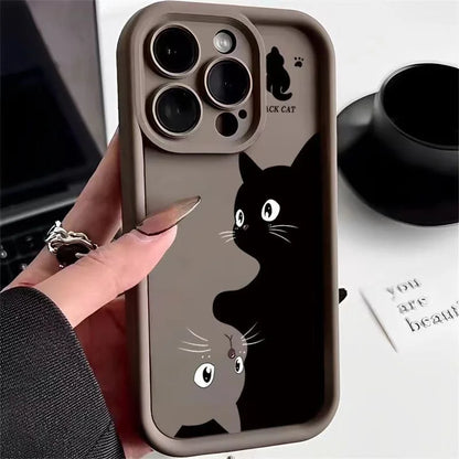 Cute Cartoon Cat Soft Phone Case for iPhone