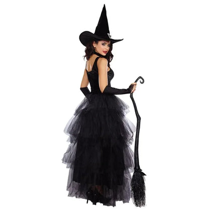 Halloween Witch Costumes for Women Adult Fantasy Black Witch Dress UP Party Dress Carnival Performance Dress