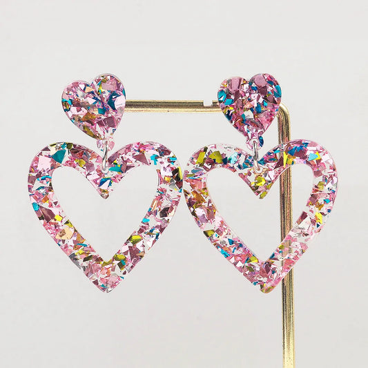 Playful Valentine's Day Heart Acrylic Earrings for Women