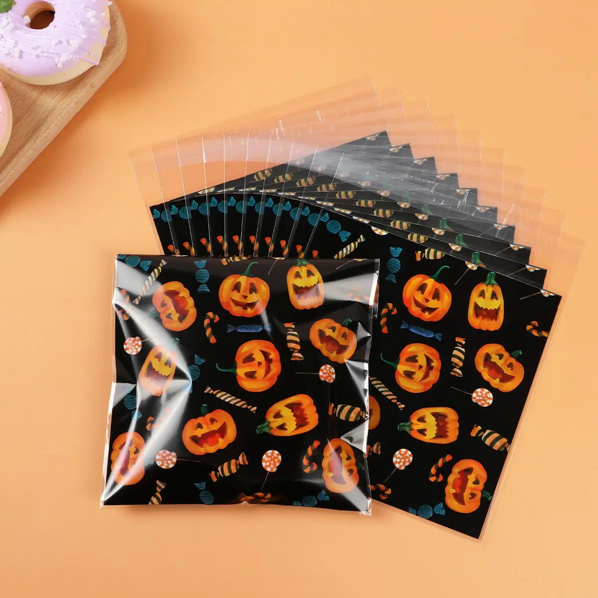 50PCS Halloween Candy Bags Halloween Party Decorations For Home 2024 Packaging Bag Pumpkin Party Ghost Halloween Decor Supplies