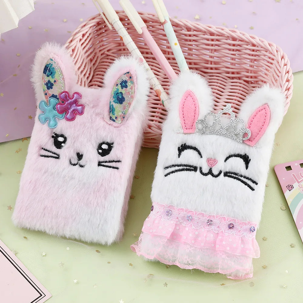 Cute Cartoon Bunny Plush Mini Notebook for Kids