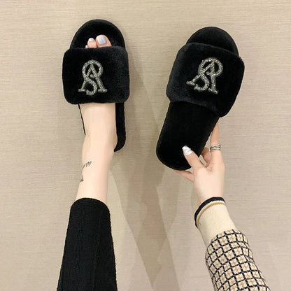 Cozy Rhinestone Slippers for Women