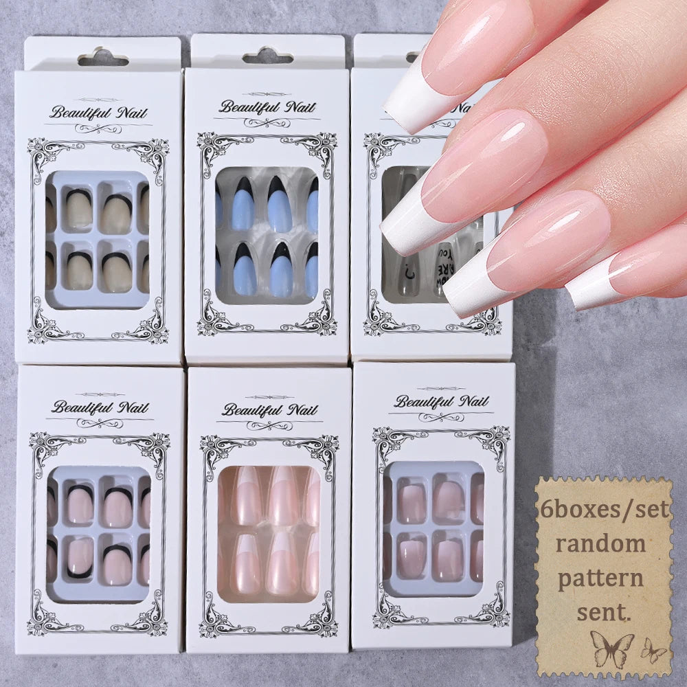 6-Box Mixed Press On Nails - Short Square & Almond Kits