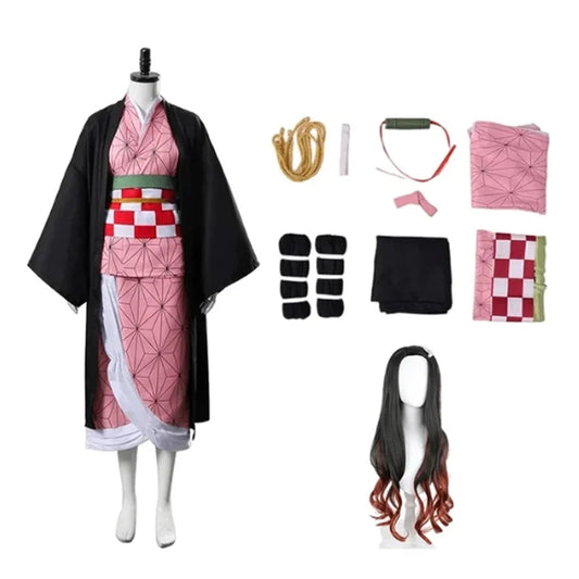 Demon Slayer Kamado Nezuko Cosplay Costume Japanese Anime Carnival Party Adult Uniform Girl Halloween Costume for Kids Children