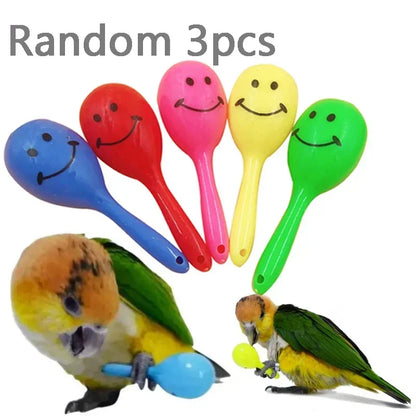 3PCS Parrot Rattle Sand Hammer Sand Ball Bird Bites Wisdom Interactive Training Toys Pet Accessories Bird Toys Juguetes