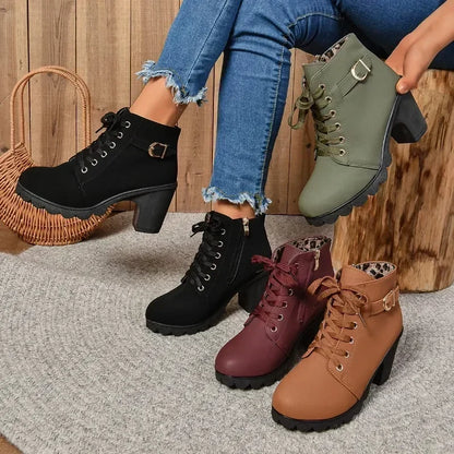 2024 Women’s High Heel Lace Up Ankle Boots