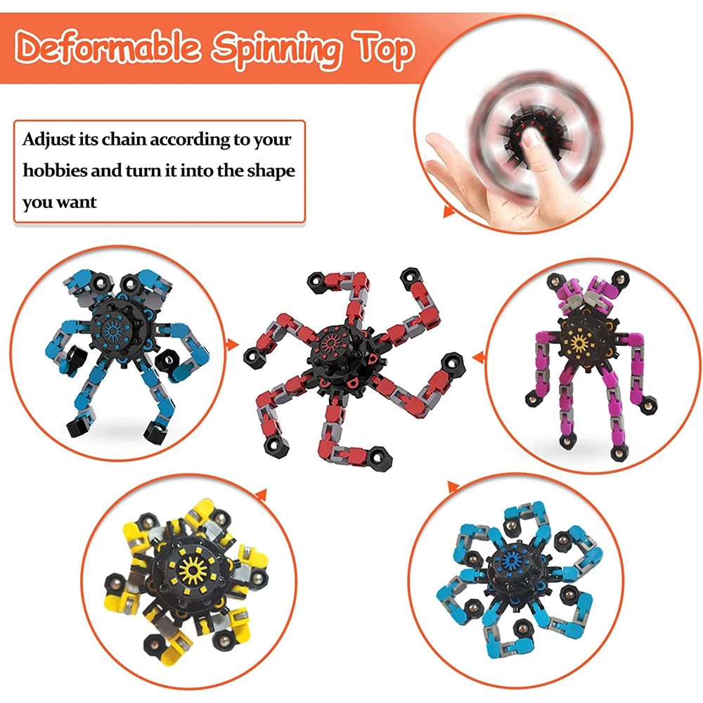 12/16PCS Deformable Chain Robot Spinners - Fidget Stress Relief Toys