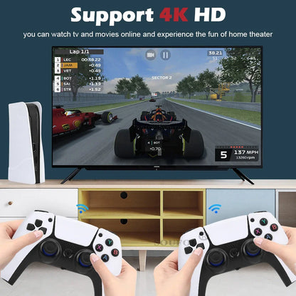 NEW GB5 Video Game Console 64GB/128GB 40000 Free Games HD TV Game Box 5 Two Gamepads For PS1/PSP/MAME Gaming Stick Dropshipping