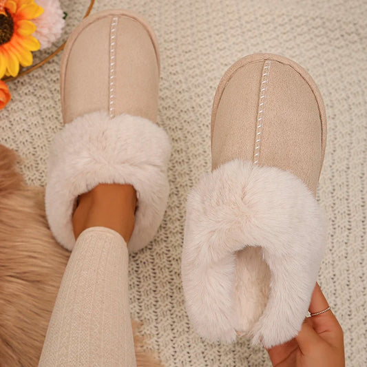 Cozy Closed Toe Faux Fur Slippers for Women