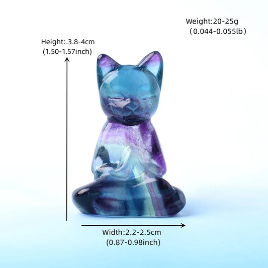 Natural Fluorite Carving Cat Figurine - Crystal Animal Decor