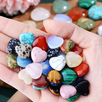 7 Pcs Mini Crystal Heart Stone Sculpture Set