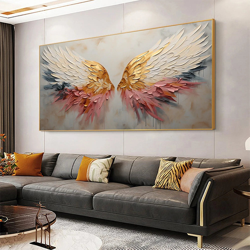 Abstract Angel Wing Oil Painting - Large Canvas Wall Art