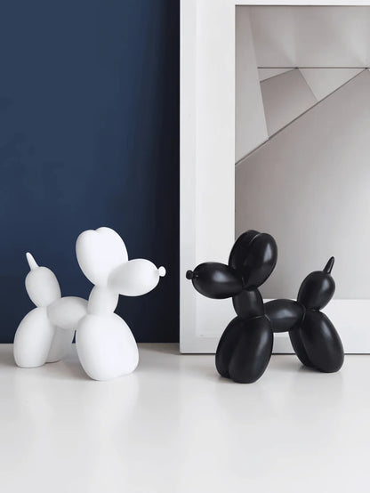 1pc Handmade resin balloon dog Statue ornament - Cute white animal sculptures for home decoration and Valentine's Day gifts, bir