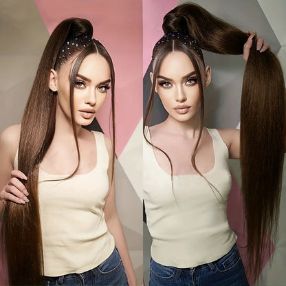 AZQUEEN Ponytail Synthetic Hair Extensions Long Straight False Horse Tails Fake Hairpiece 24 Inch For White Black Woman