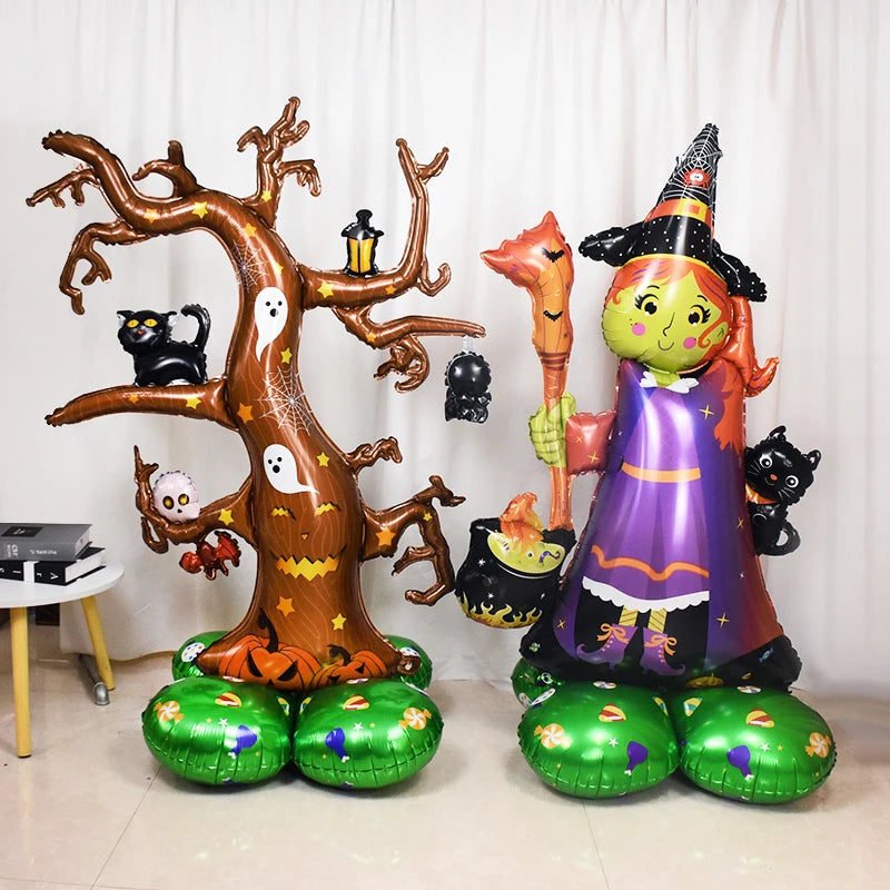 Giant Stand Halloween Foil Balloons Pumpkin Witch Ghost Inflatable Globos For Halloween Party Decoration Kids Favors Gift Toys