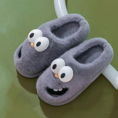 Playful Cartoon Winter Plush Slippers for Men