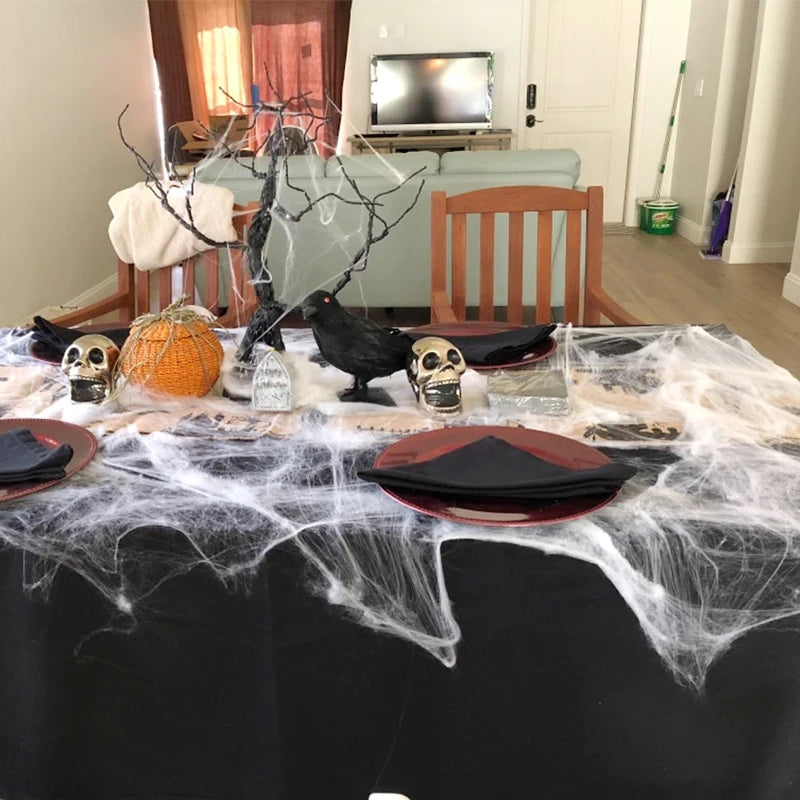 Halloween Decorations Artificial Spider Web Stretchy Cobweb Scary Party Halloween Decoration for Bar Haunted House Scene Props