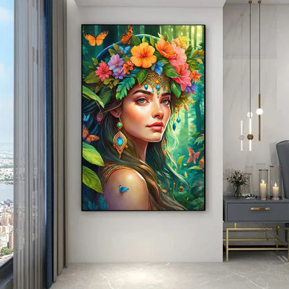 DIY Full Mosaic Art Woman Flower Diamond Painting 2024