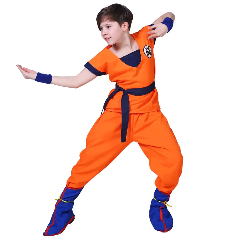 Kids Anime Z Son Goku Cosplay Costume Boy Carnival Party Suit Goku Sun Fancy Dress Vest Belt Wrister Children Halloween Dress Up