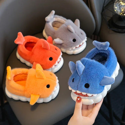 Cute Cartoon Shark Winter Cotton Slippers for Kids