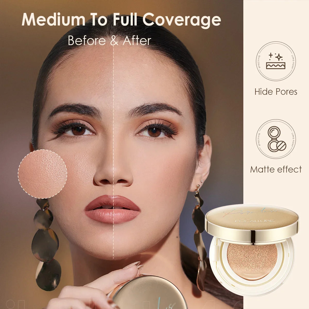 FOCALLURE Waterproof Matte Air Cushion BB＆CC Cream