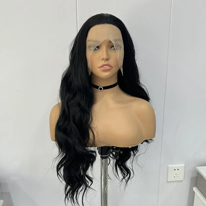 Black Long Body Wavy Synthetic Lace Front Wig