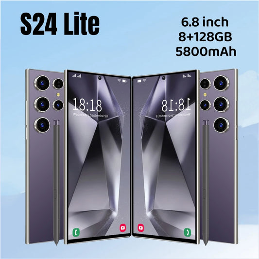 New-S24 Lite,Smartphone Android,Dual SIM,6.8 inch,8+128GB ROM,13+24MP,Mobile phones,5800mAh Battrey,Google Play Store,Cellphones