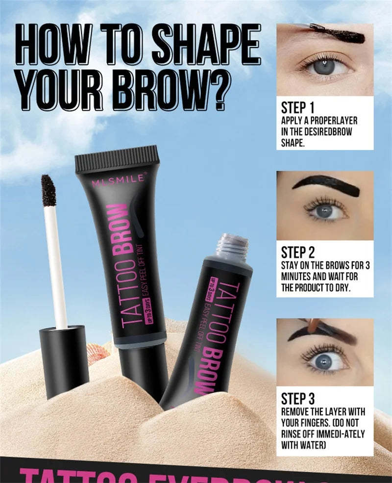 New Tearing Eyebrow Gel Makeup Semi Permanent Waterproof Natural Long Lasting Tattoo Tint Sweatproof Peel Off Dye Eyebrow Cream