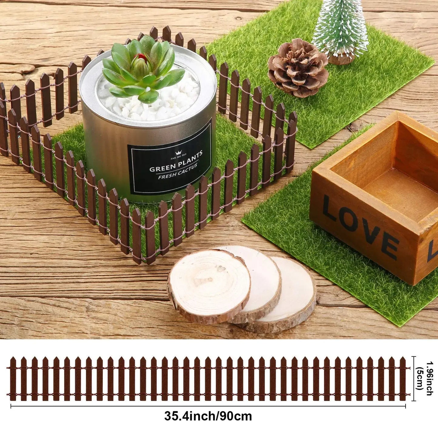 Miniature Wooden Fairy Garden Fence - 90 x 5cm