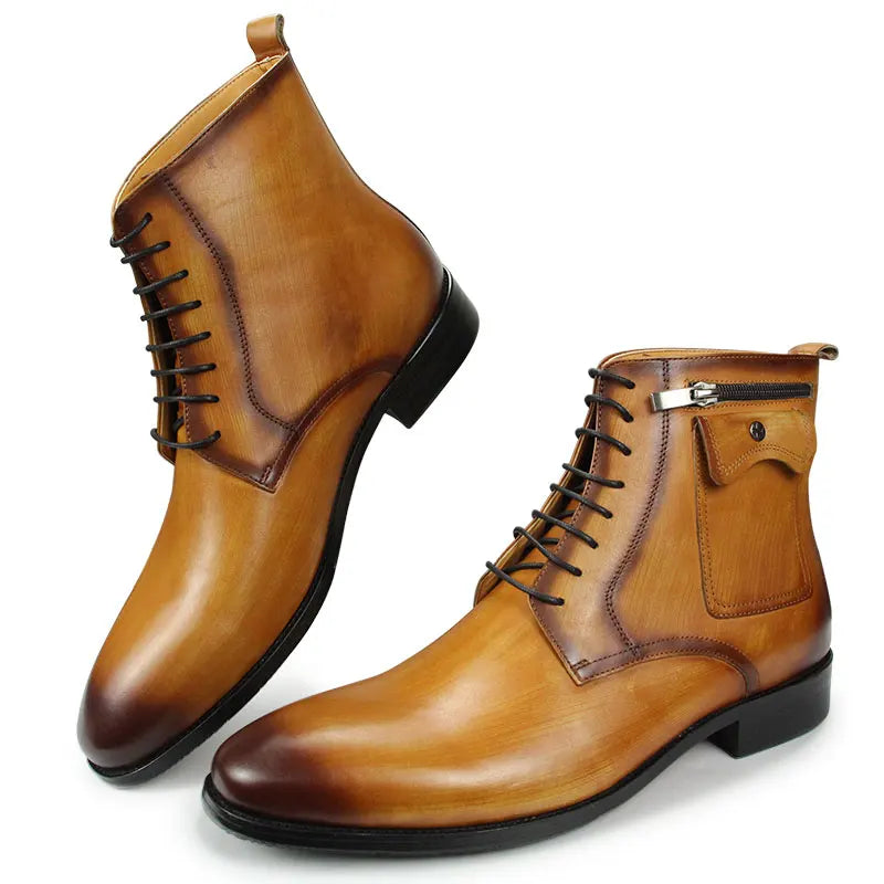 Men's Zipper Pocket Ankle Boots - Luxury Handmade Leather