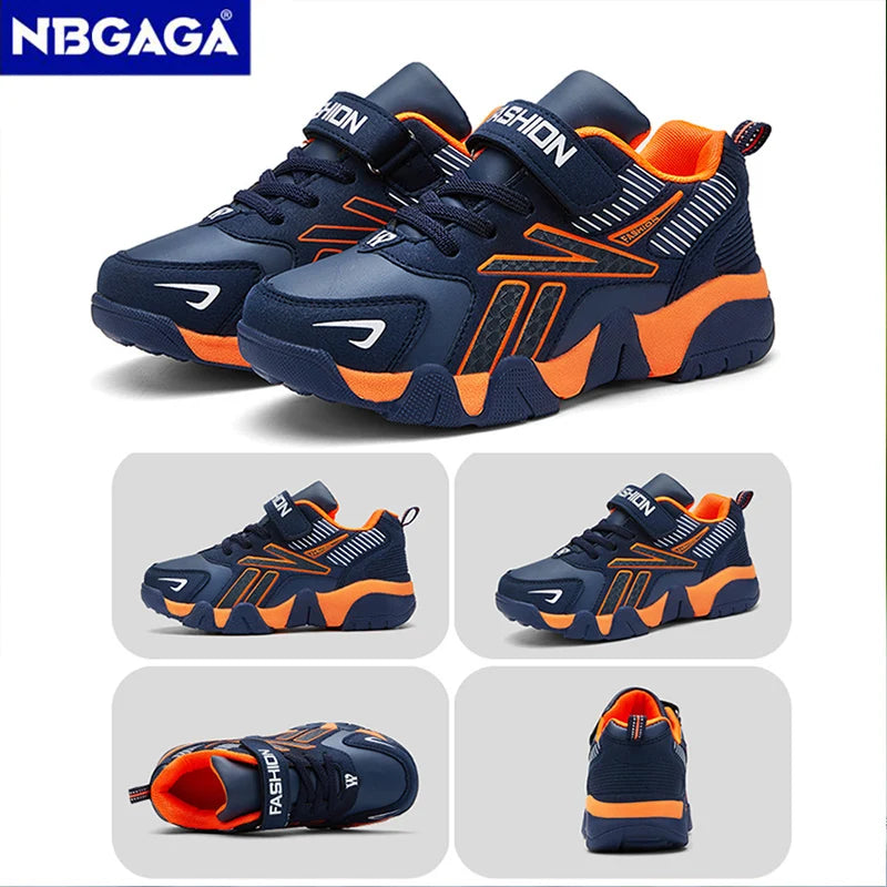 NBGAGA Boys Sports Sneakers - Stylish Leather Casual Shoes