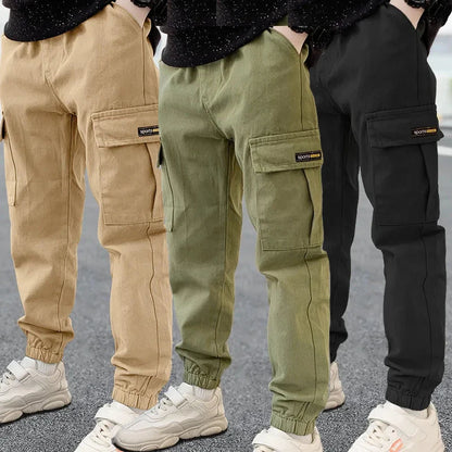 2024 New Spring Autumn Boys Pants Casual Long Style Trousers For Kids 3- 12 Years Old Teenage Children Sport Outdoor Pants