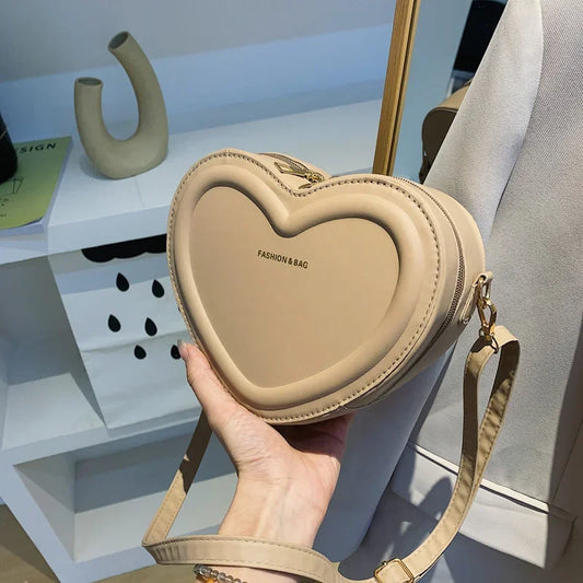 Heart Shape PU Leather Crossbody Shoulder Bag for Women