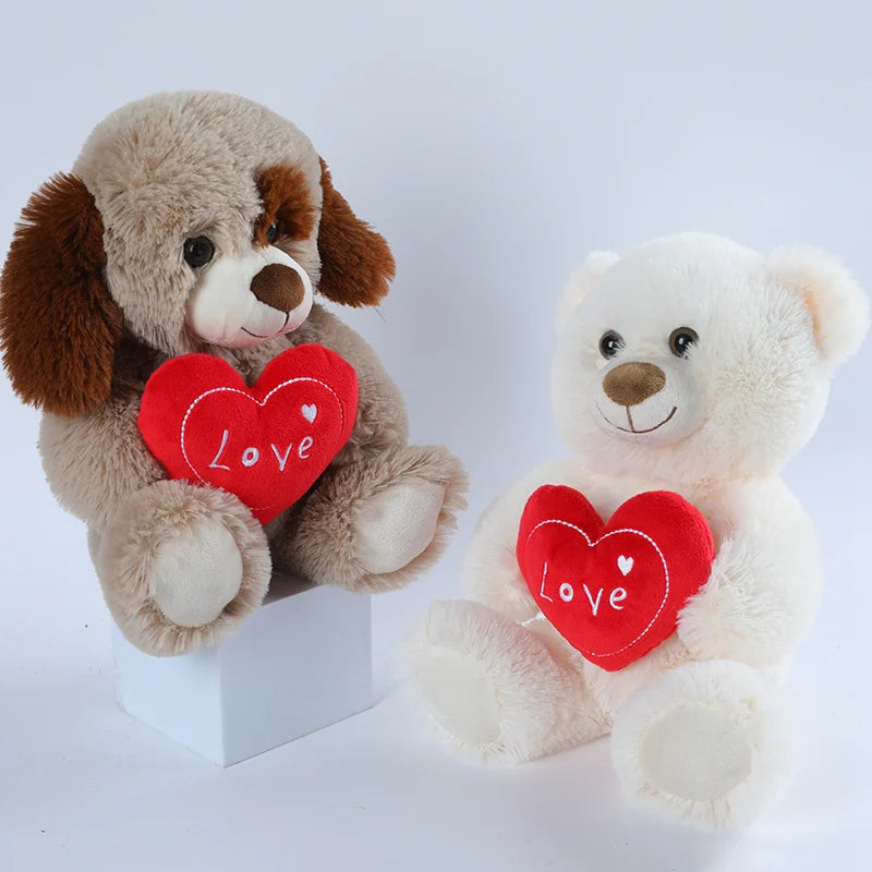 30CM Cute Heart Bear Plush Toy - Red Heart Print