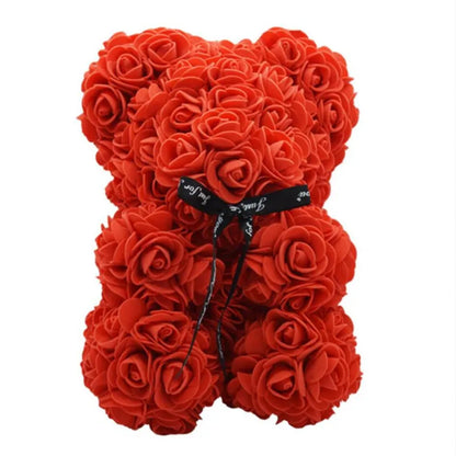 25cm Artificial Rose Bear - Perfect Gift for Any Occasion