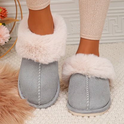 Cozy Closed Toe Faux Fur Slippers for Women