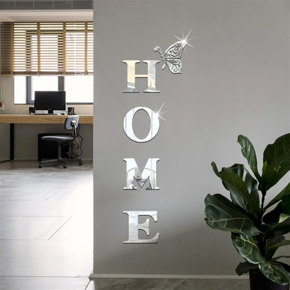 3D Home Logo Mirror Wall Sticker - Playful Entrance Decor