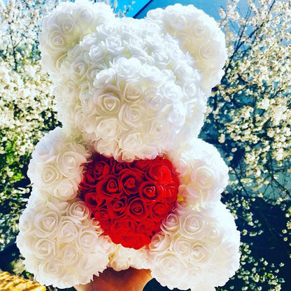 40cm Handmade Rose Heart Teddy Bear - Perfect Gift for Her