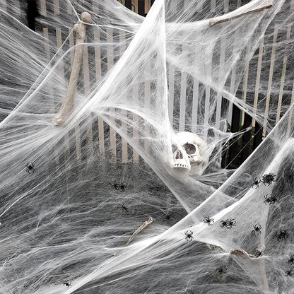 Halloween Decorations Artificial Spider Web Stretchy Cobweb Scary Party Halloween Decoration for Bar Haunted House Scene Props