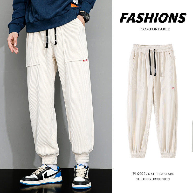 Men's Plus-sized Plus-sized Autumn Fashion Brand Loose Wide Leg Corduroy Men's Sports Casual Pants