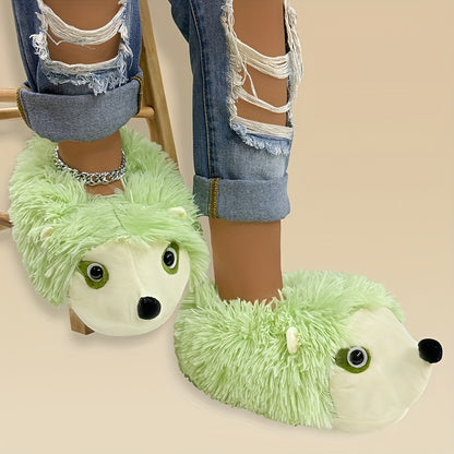 Cute Hedgehog Fluffy Novelty Slippers, Indoor Soft Sole Platform Slip On Warm Lined Shoes, Cozy Home Non-slip Footwear