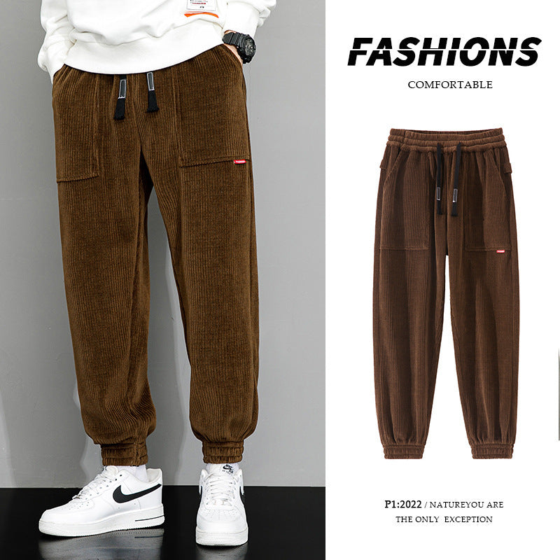 Men's Plus-sized Plus-sized Autumn Fashion Brand Loose Wide Leg Corduroy Men's Sports Casual Pants